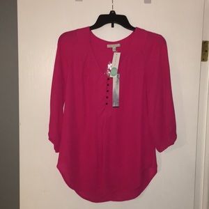 Pale Sky Pink Blouse with metal detail buttons